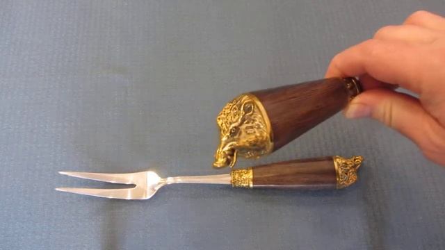 Двузубая  вилка для мяса Кабан, с (прямыми) и изогнутыми зубьями