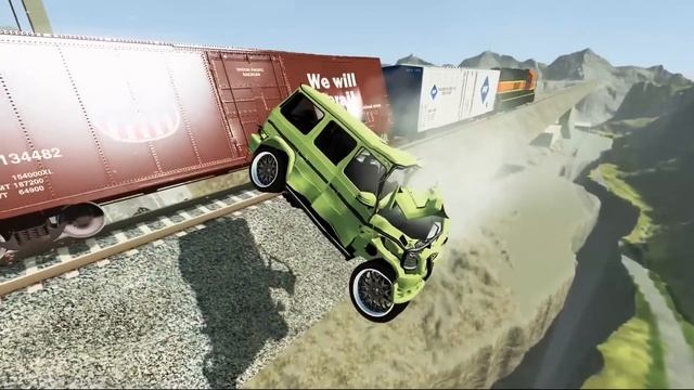 КАКАЯ МАШИНА СТОЛКНЁТ ПОЕЗД В ПРОПАСТЬ? Гоша и Чич крушения машин в игре Beamng drive. смотреть онлайн