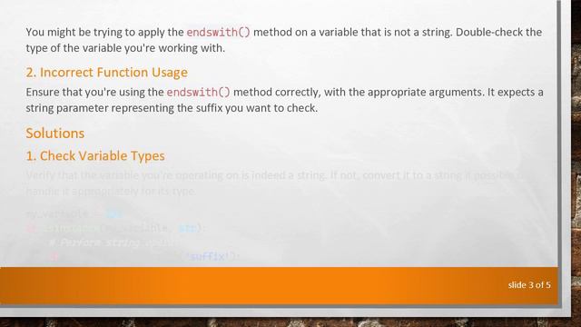Understanding the Error: 'str' object has no attribute 'endswith' in Python