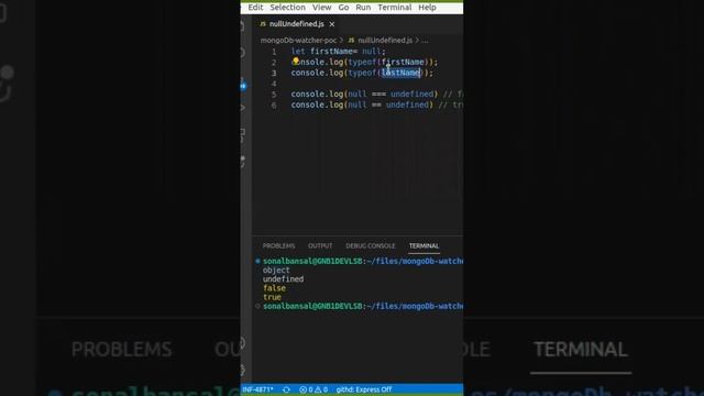 Difference between null and undefined in js #javascript #null #interviewquestions #undefined
