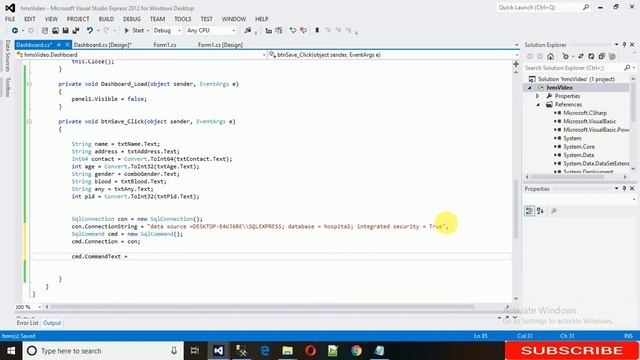 Hospital management system in Csharp (C#, Visual Studio, Sql (SSMS) Complete Project (Step by Step)