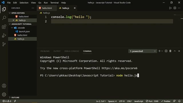 #7 How to run JavaScript code using Node.js | Use NodeJs in VS Code