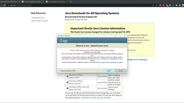 Java (JRE) installation on Windows