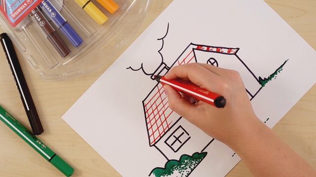 How to draw a house (STABILO Tutorials, intermediate) смотреть онлайн