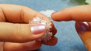 Beaded snowflake/Pearl snowflake/Beaded brooch/Снежинка из бисера/БРОШЬ СНЕЖИНКА