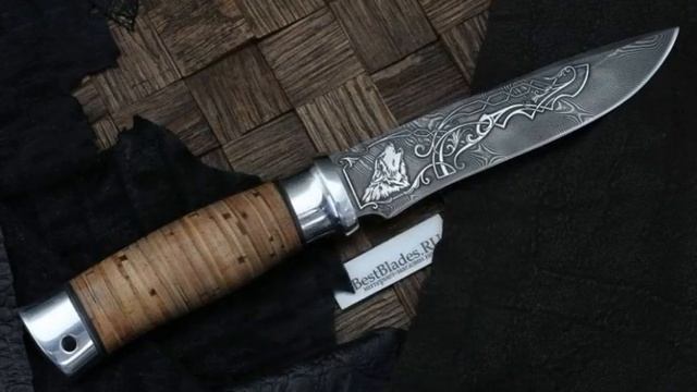 Туристический нож ЗЗОСС Н24 (сталь черный дамаск-У10А-7ХНМ, дюраль, береста) смотреть онлайн