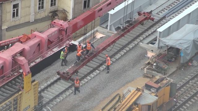 2023-08-03 Укладка пути на Русаковской эстакаде МЦД-3 смотреть онлайн