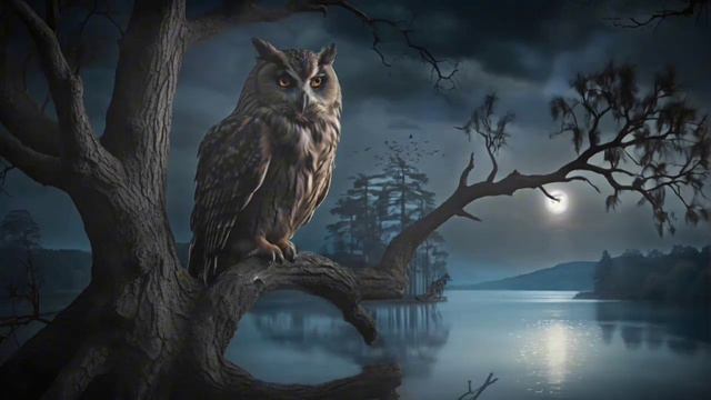 scary forest ambience: owl bird sound, wolf howling sound, nature sounds for stress relief смотреть онлайн