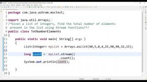 Find the total number of elements present in the list using Stream functions | Interview Quest Ans.