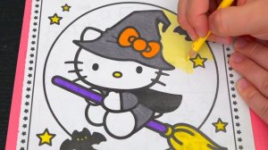Coloring Hello Kitty Halloween Witch Coloring Page Prismacolor Colored Pencils | KiMMi THE CLOWN