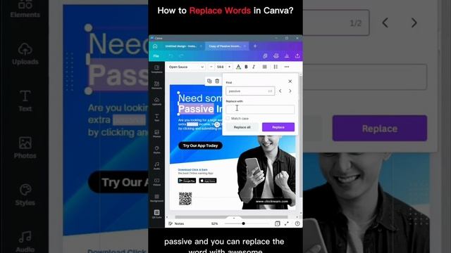 How to FIND & REPLACE TEXT | CANVA (HINDI/URDU)