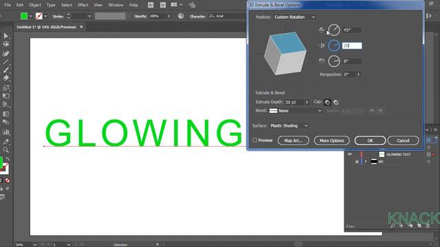 Create Glowing 3D Neon Text Effect In Adobe Illustrator CC | Knack Graphics |