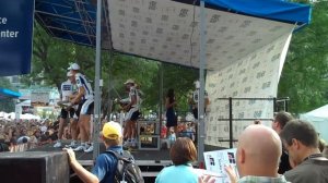 Saxobank boys and the podium girls at the Tour of Missouri