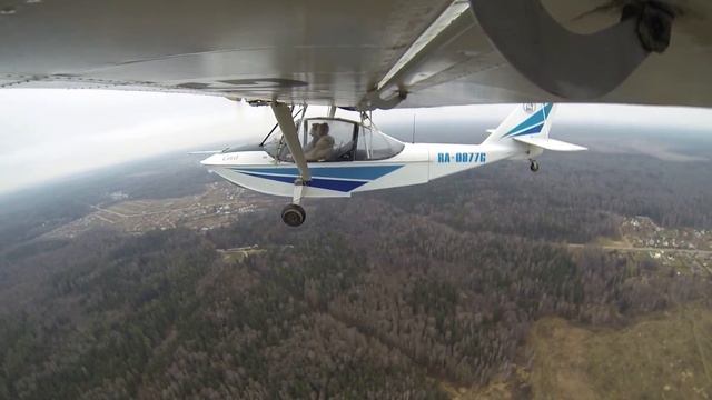 Гидросамолёт-амфибия Че-22 Корвет - взлёт в Новинках, уборка шасси, немного в облаках 23.11.2013