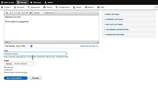 Drupal 8 Beginner, Lesson 9: Drupal Content