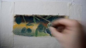 Как нарисовать ветвь оливы пастелью [сухая пастель видео]?