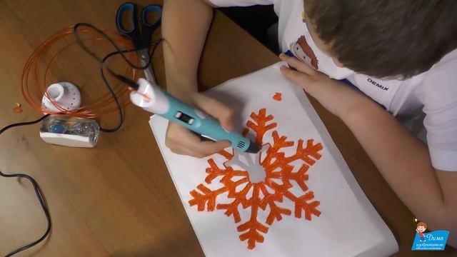 Снежинка 3д ручкой по шаблону (трафарету) смотреть онлайн