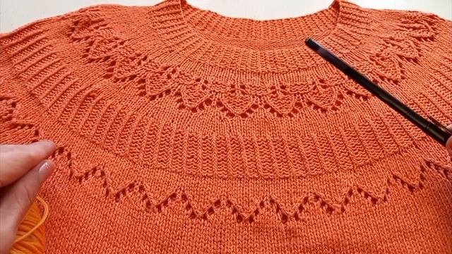 МК. Стильная летняя кофточка на круглой кокетке. Модель Дропс. Stylish Summer Top With A Round Yoke