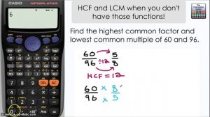 Find Highest Common Factor & Lowest Common Multiple -  No GCD/LCM button method Casio Calculator