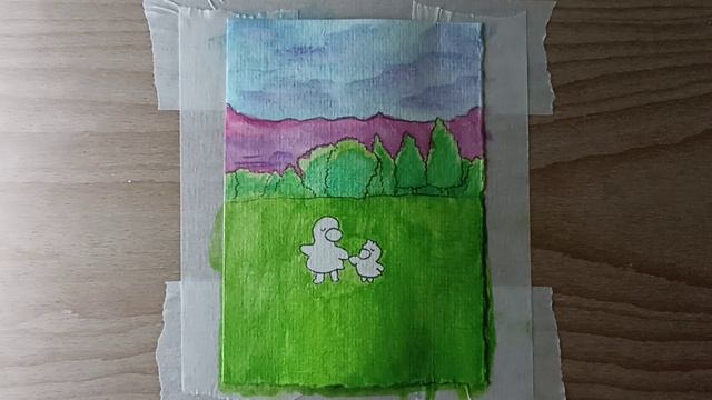 Птички / Рисунок акварелью