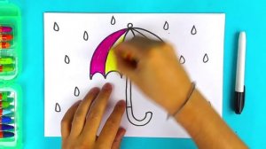 Зонтик Радуга и дождь - урок рисования для детей.