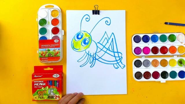 Рисуем кузнечика акварелью - РыбаКит смотреть онлайн