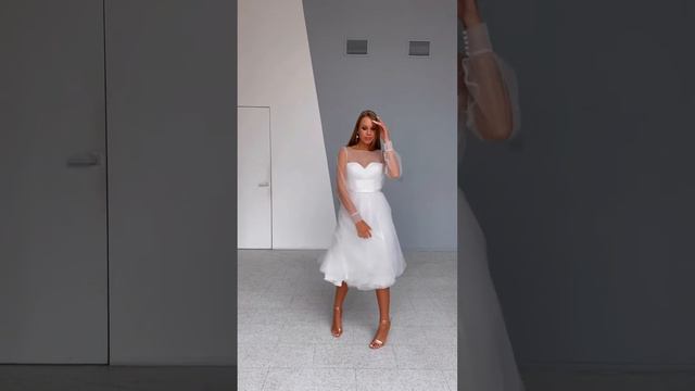 Свадебное платье миди с длинными рукавами смотреть онлайн