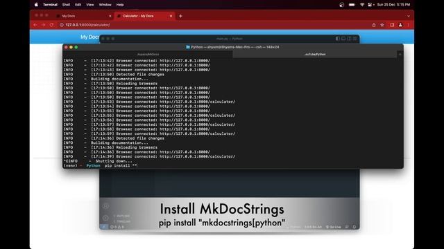 Auto Generated Documentation using MkDocs + MkDocStrings | Python