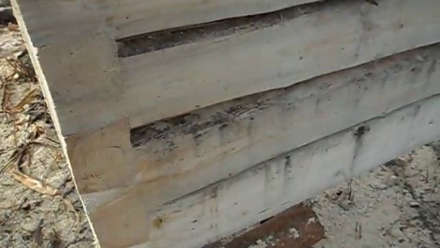 Сруб из полубруса в ласточкин хвост , разметка перед переносом венца . смотреть онлайн