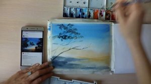 Как рисовать листву деревьев акварелью.