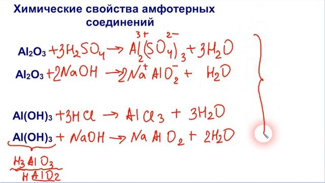Химические свойства амфотерных соединений