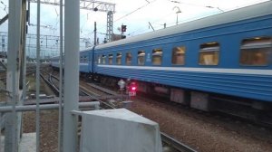 Сож! Отправление ЧС7-097 с фирменным поездом №055Б Москва - Гомель с Белорусского вокзала.
