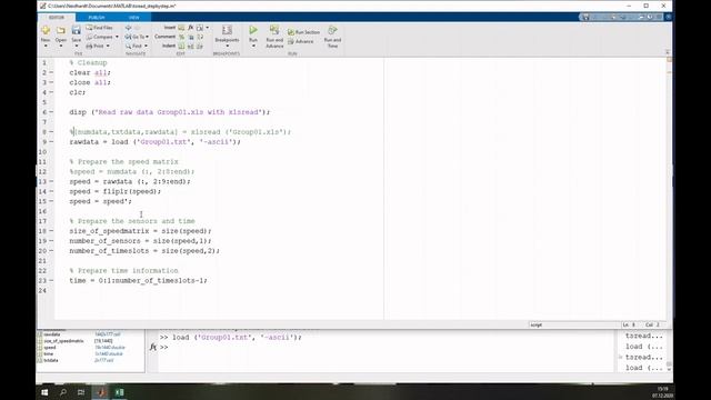 Matlab Project 1: Reading Excel files and plot content
