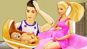 Куклы видео для девочек - Беременная БАРБИ и Кен с ребёнком! – Видео игры дочки матери с Barbie