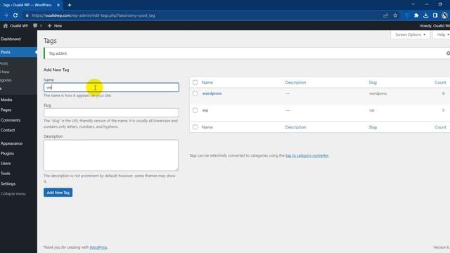Create New Tags in WordPress