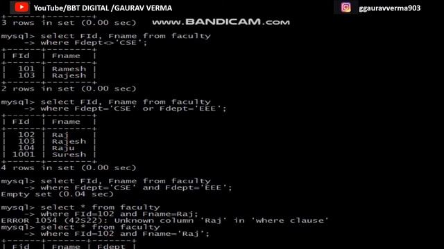 DISTINCT CLAUSE || OPERATORS: EQUAL TO, AND, OR, NOT, BETWEEN, LIMIT, NULL || BY GAURAV VERMA