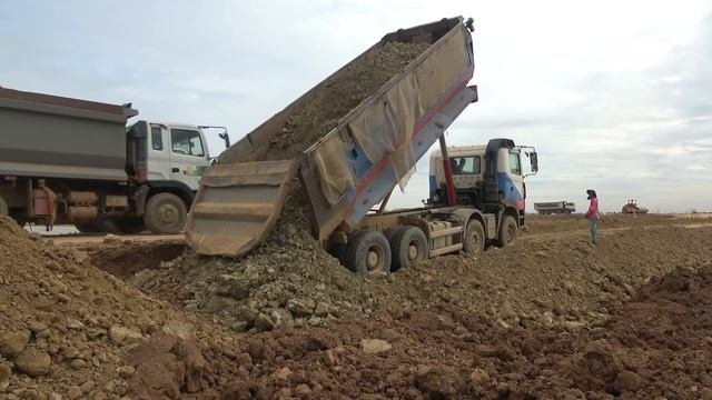 Incredible Road Construction Equipment Bulldozer Pushing Soil | Working Dump Truck , Motor Grader