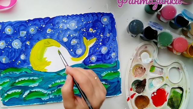 Ночной Кит (рисуем красками) смотреть онлайн