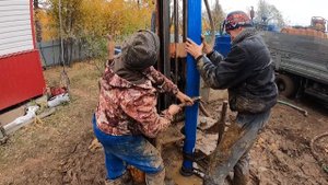 опуск обсадной колонны на глубину 50 метров на сухую