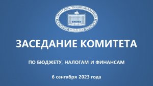 06.09.2023 заседание Комитета ГС РТ по бюджету, налогам и финансам