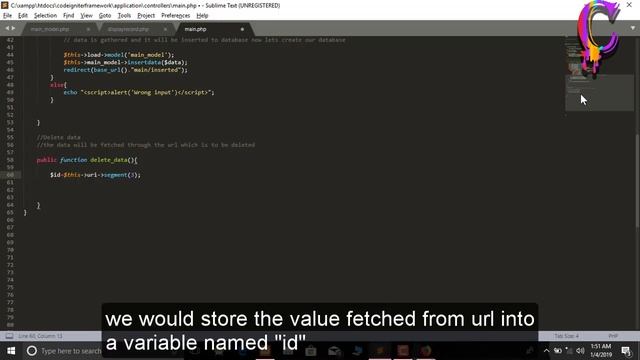 CRUD in codeigniter-Delete data from the database using codeigniter php framework,mysqli database