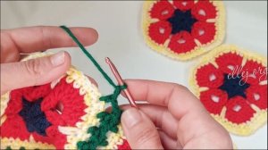 Как СОЕДИНИТЬ мотивы БЕЗ отрыва нити ♥ How to join CROCHET hexagons • Ellej