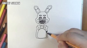 How to draw Old Toy Bonnie, FNaF, Как нарисовать Олд Той Бонни, ФНаФ