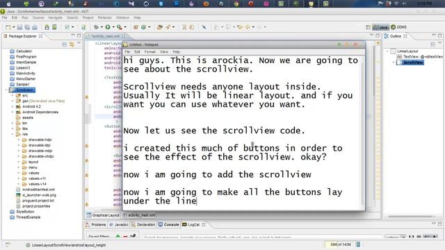 #android #androidtutorial Android Tutorial Lesson 11  Scrollview