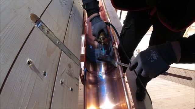 Медная кровля! Пайка компенсатора в медную водосточную систему! Часть 7!  Soldering  (compensator)