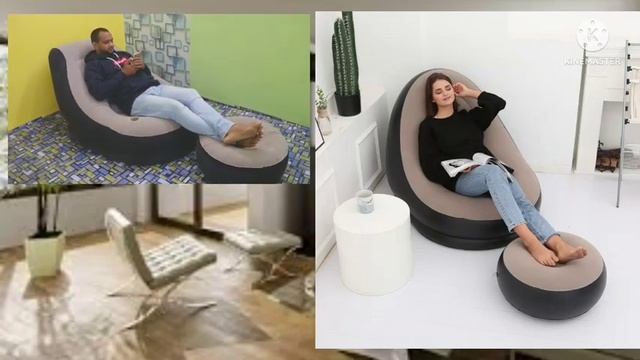 Надувное садовое кресло с пуфиком Air Sofa Comfort zd-33223, велюр, 76*130 см купить на torg24