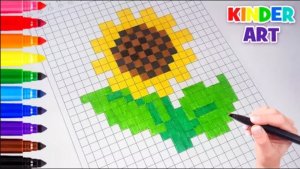 Подсолнух - Рисунок по клеточкам