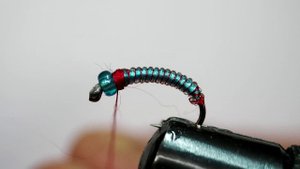 Синий комарик под UV лаком.