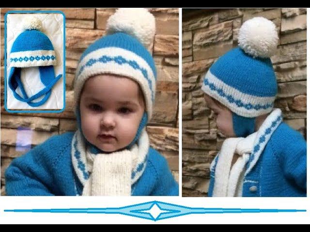 Двойная шапка с жаккардовым рисунком. смотреть онлайн