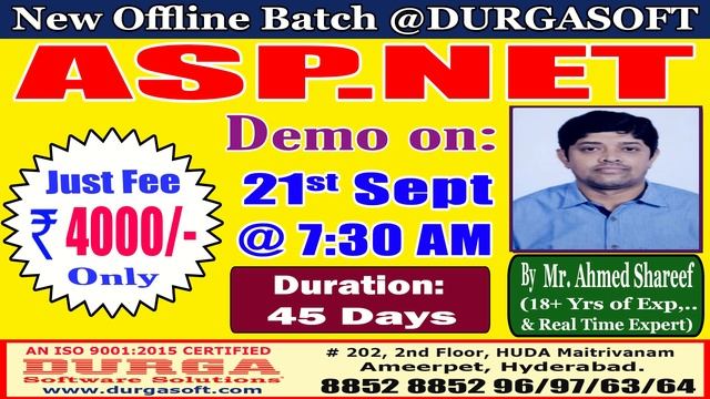ASP.NET Offline Training @ DURGASOFT смотреть онлайн